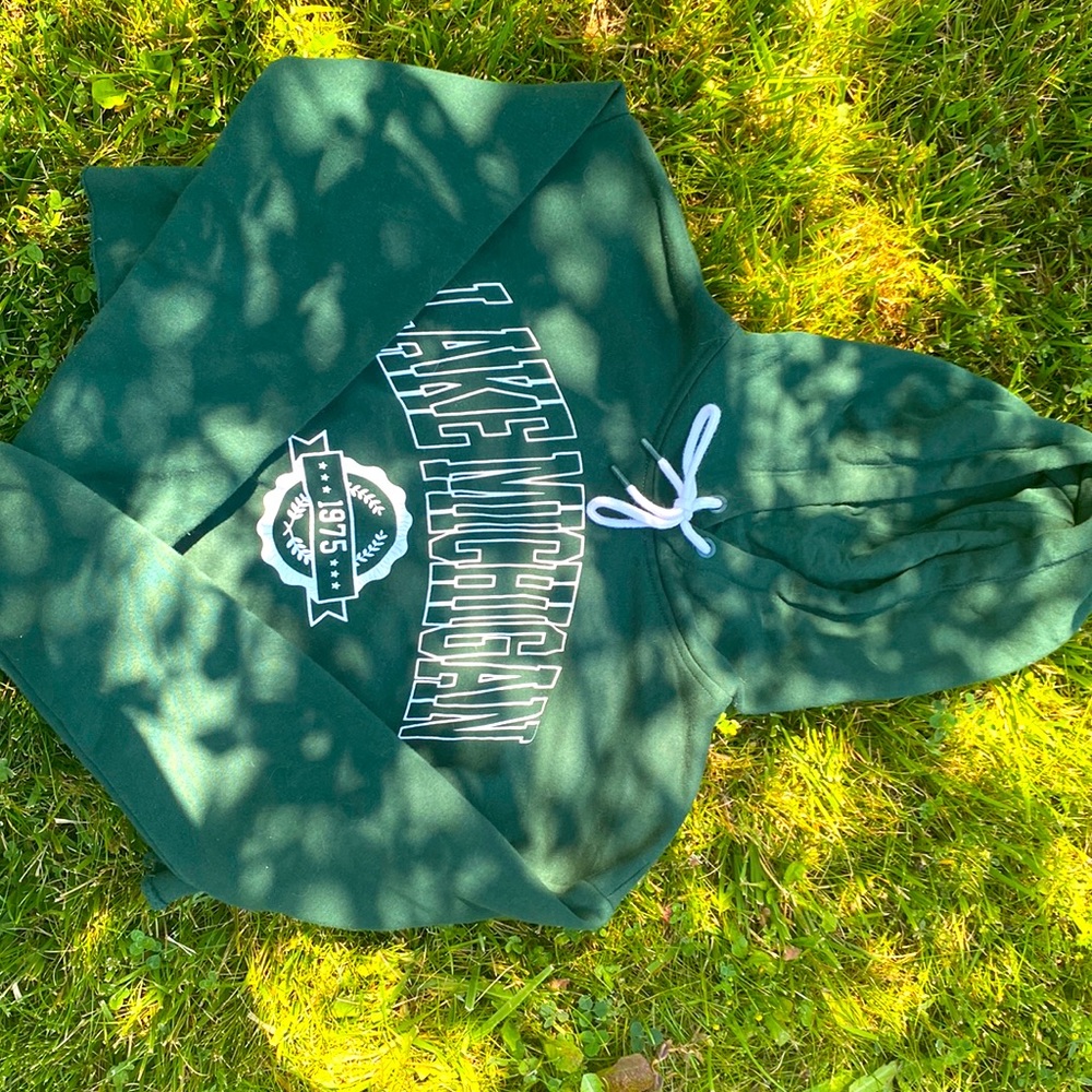 Cropped Forest Green Garage Hoodie, Size-S